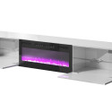 RTV cabinet SLIDE 200K with electric fireplace 200x40x37 cm all in gloss white