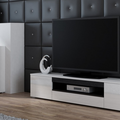 Cama TV stand VIVA 180 white/white gloss + black
