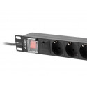 LANBERG toiteplokk PDU rack 19" (1U, 16A, 8x Schuko, 2 m)