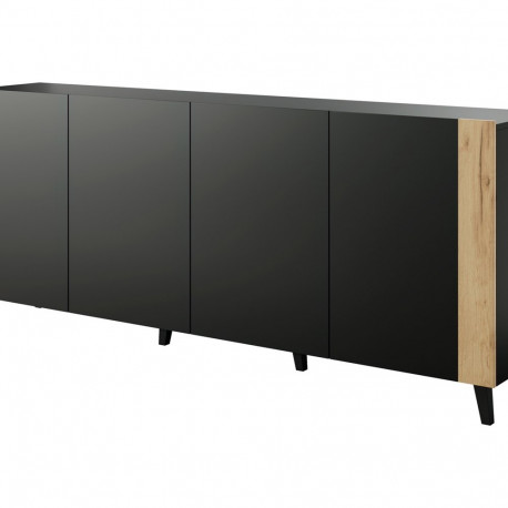 FARO chest of drawers 200x42x82 matte black + oak craft