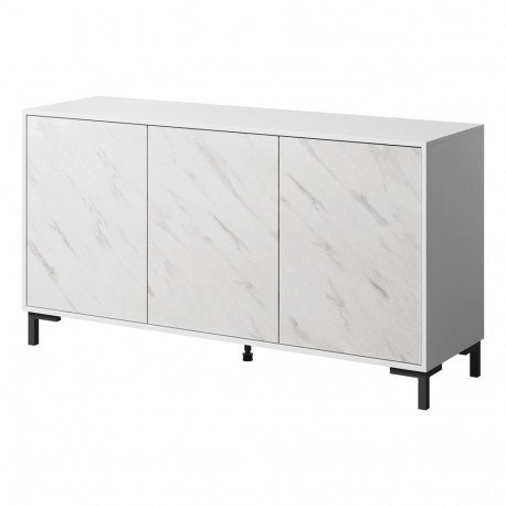 MARMO 3D chest of drawers 150x45x80.5 cm white matt/marble white