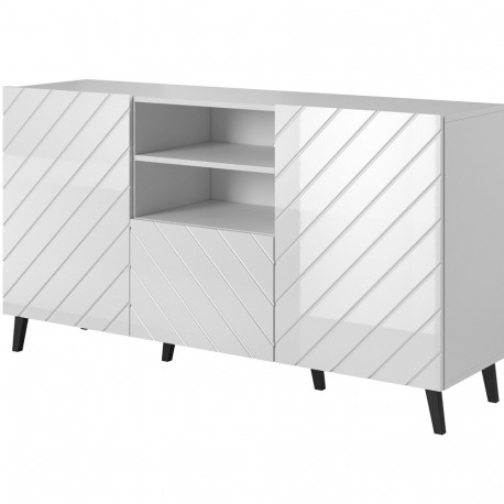 ABETO kummut 150x42x82 valge läikiv