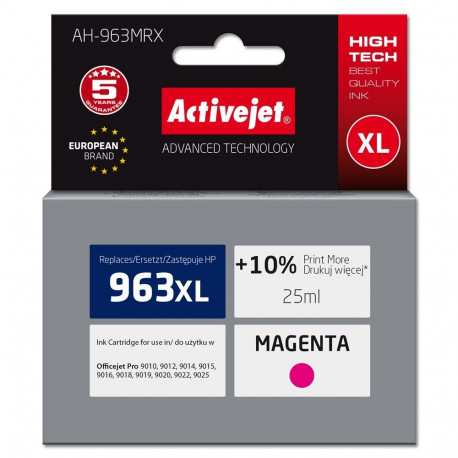 Activejet AH-963MRX tindikassett (asendus HP 963XL 3JA28AE; premium; 1760 lehekülge; 25 ml, magenta)