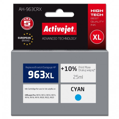Activejet AH-963CRX tindikassett (asendus HP 963XL 3JA27AE; premium; 1760 lehte; 25 ml, tsüaan)