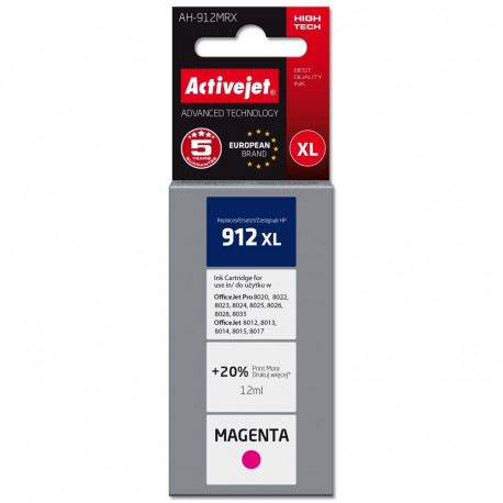 Activejet AH-912MRX tindikassett (asendus HP 912XL 3YL82AE; premium; 990 lehekülge; 12 ml, magenta)