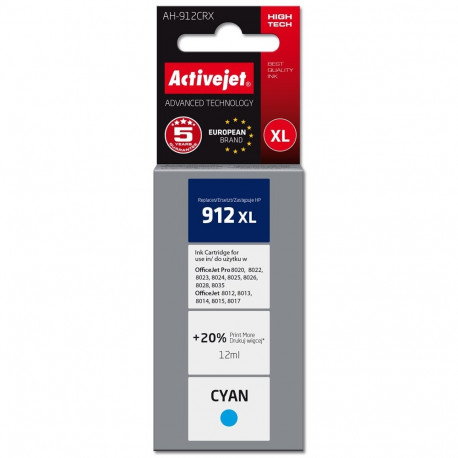 Activejet AH-912CRX Ink Cartridge (replacement for HP 912XL 3YL81AE; Premium; 990 pages; cyan)