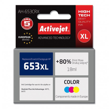 Activejet AH-653CRX ink (replacement for HP 652 F6V24AE; Premium; 320 pages; color)