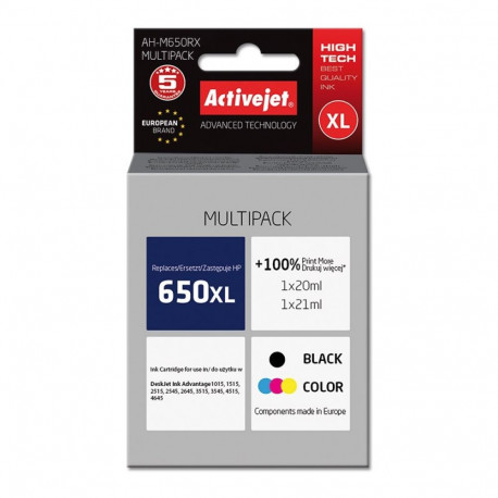 Activejet AH-M650RX tindikassett (asendus HP 650 CZ101AE/CZ102AE; premium; 1 x 20 ml, 1 x 21 ml; 111