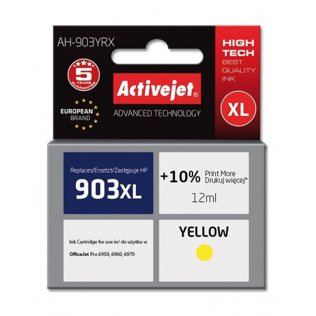 Activejet AH-903YRX Ink (replacement for HP 903XL T6M11AE; Premium; 12 ml; yellow)