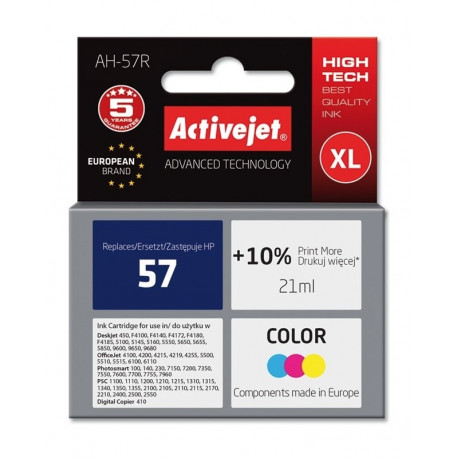 Activejet AH-57R tindikassett (asendus HP 57 C6657AE; premium; 21 ml; värviline)