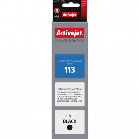 Activejet AE-113Bk must tindipudel (Epson 113 C13T06B140 asendus; Supreme; 70ml)
