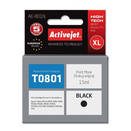 Activejet AE-801N tint (asendus Epson T0801; Supreme; 15 ml; must)