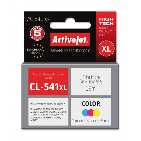 Activejet AC-541RX tindikassett (asendus Canon CL-541XL; premium; 18 ml; värviline)