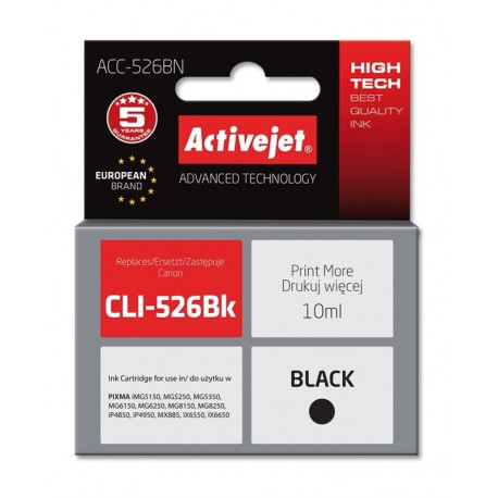 Activejet ACC-526BN Ink (replacement for Canon CLI-526Bk; Supreme; 10 ml; black)