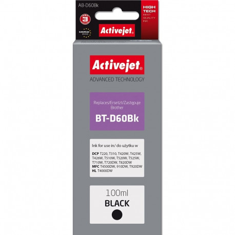 Activejet AB-D60Bk tindipudel (asendus, Brother BT-D60Bk; Supreme; 100 ml; must)