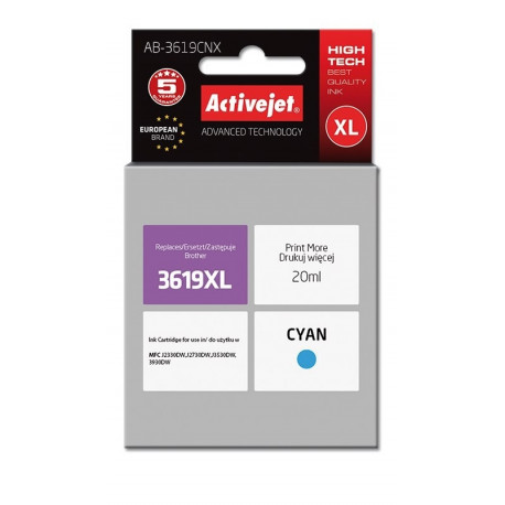 Activejet AB-3619CNX tindikassett (asendus Brother LC3619C XL; Supreme; 20 ml; tsüaan)