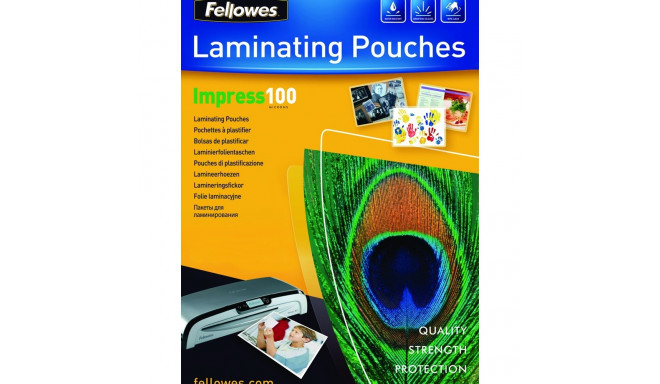 Fellowes A4 läikiv 100 mikroni lamineerimiskile – 100 tk pakis