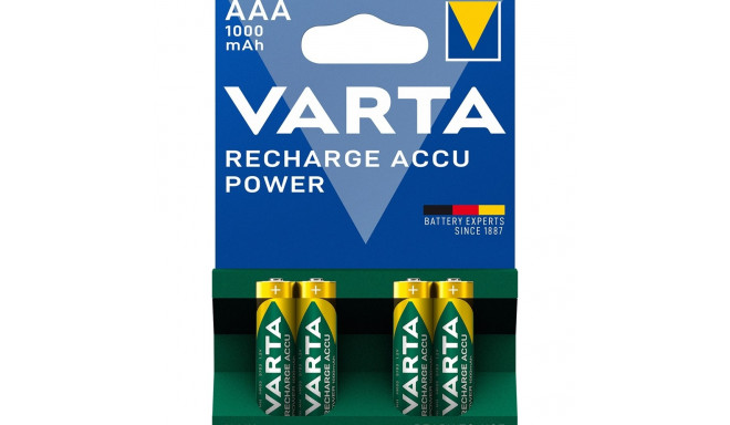VARTA HR03 AAA Recharge Accu Power 1000 mAh 05703 laetavad patareid 4 tk roheline, kollane