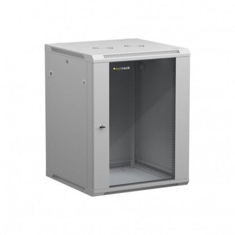 NETRACK 019-150-66-021 Netrack wall/hanging cabinet 19,15U/600 mm,glass door,grey,remov. side pan.