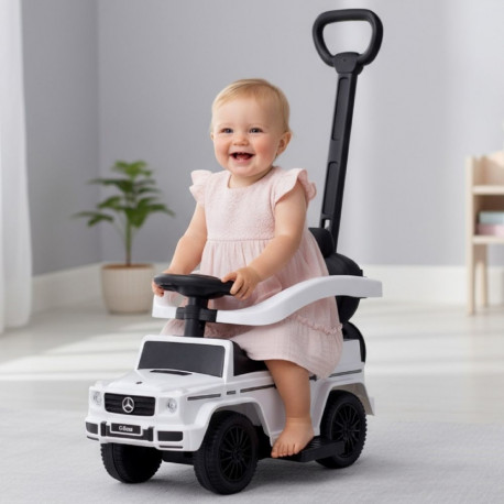Jeździk pchacz chodzik dla dziecka Mercedes Benz G Klasa z popychaczem biały