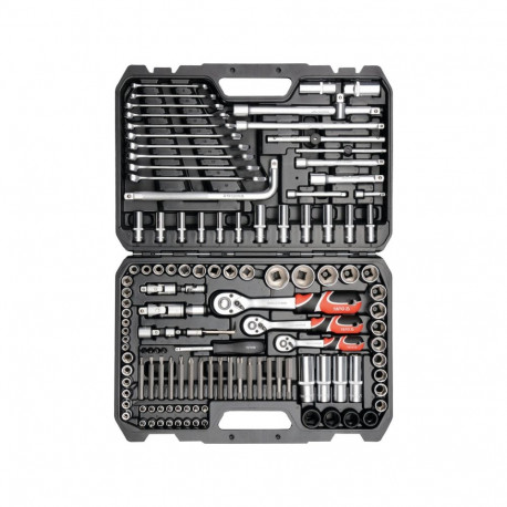 Yato Tool Set YT-38872, 128pcs, 1/4" (6.3mm), 3/8" (9.5mm), 1/2" (12.7mm), 72 teeth, AS-DRIVE