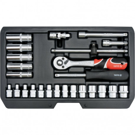 Yato Tööriistakomplekt YT-14461, 25tk, 1/4" (6.3mm), 72 hammast, AS-Drive, CRV 50BV30, 40CrV, CrMo S