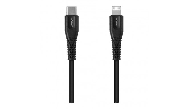 CANYON cable MFI-4 Type-C to Lightning 1.2m Black