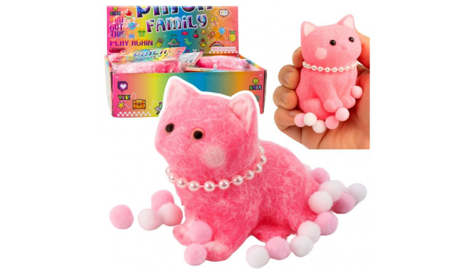 Gniotek Sensoryczny Miękki Kotek Z Perłami Pomponiki Różowy 8cm