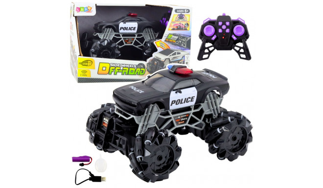 Samochód Terenowy Policyjny Zdalnie Sterowany RC Światła Efekt Dymny 1:16
