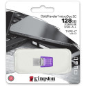 Kingston DataTraveler microDuo 3C 128 GB, USB stick (purple/transparent, USB-A 3.2 Gen 1, USB-C 3.2 