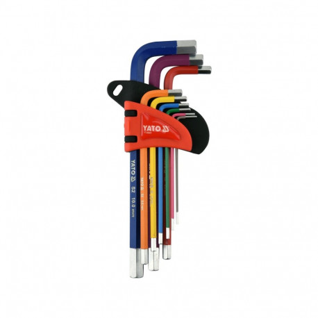 Yato Long Hex Key Set YT-05631, 1.5mm-10mm, 9pcs, S2, 58-62 HRC, long, hexagonal, satin, plastic coa
