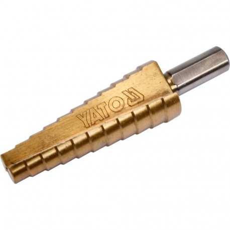 Yato YT-44745 Step drill, 10-20mm, 11 steps, HSS 4241, TiN coated, 75mm, 52mm working length, triang