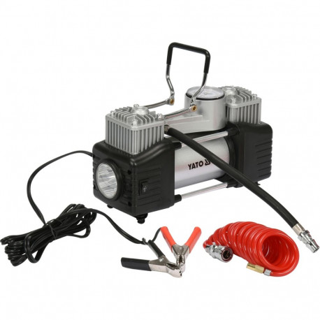 Yato autoõhukompressor YT-73462, 250W, 12V, 10bar, 60l/min, LED valgustus, manomeeter, 5m voolik, 3m
