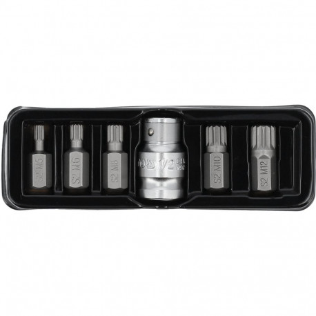 Yato kruvikeeraja otsikute komplekt YT-0414, 6 tk, Spline, 30 mm, S2, 58-62 HRC, liivapritsitud, 3/8