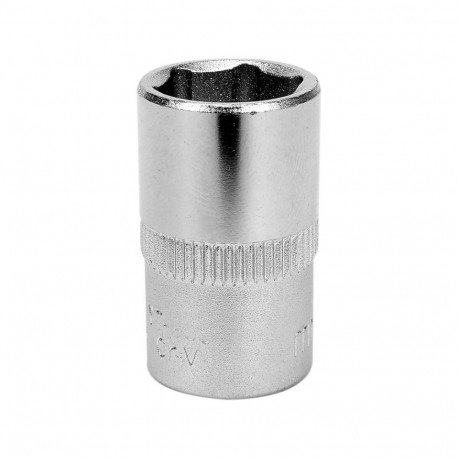 Yato socket YT-3803, 3/8" 9.5mm, 8mm, 28mm, DIN 3121, CrV 50BV30, 43-47 HRC, hexagonal, short, chrom