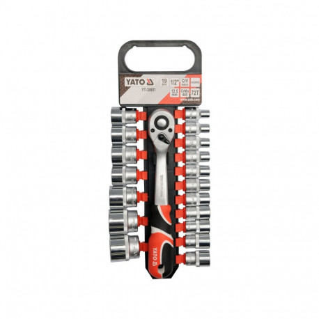 Yato YT-38681 Tööriistakomplekt 1/2", 19 tk, 72 hammast, CrV 50BV30, CrMo SCM-440, AS-DRIVE, GRF