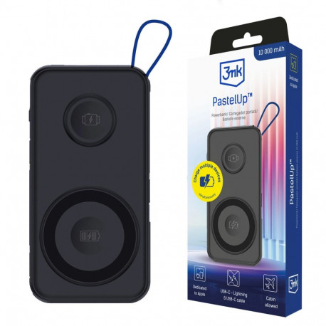 3mk akupank PastelUp 10000mAh 22.5W MagSafe QI USB-A USB-C Lightning, must