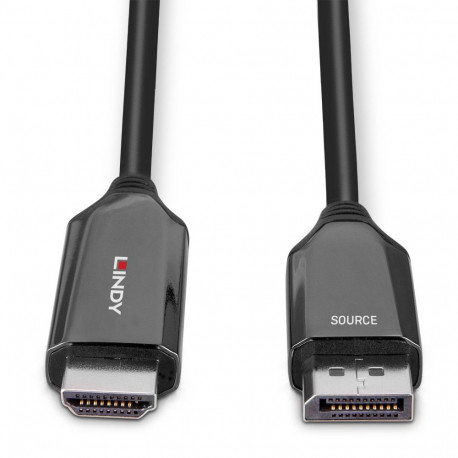Adapter Cable - LINDY Active DisplayPort to HDMI Adapter Cable, 4K120Hz, 48Gbps, 4096x2160@120Hz, Bl