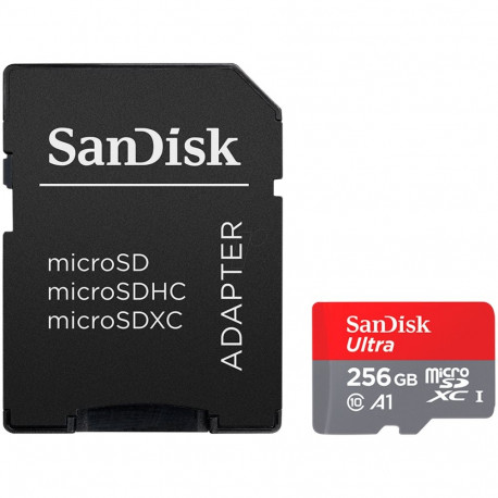 SANDISK Ultra microSDXC 256GB + SD Adapter 150MB/s A1 Class 10 UHS-I