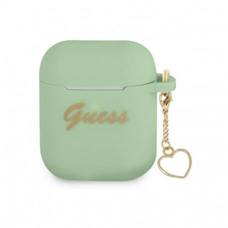 Guess Apple AirPods 1/2 cover Silicone Charm Heart Collection Green