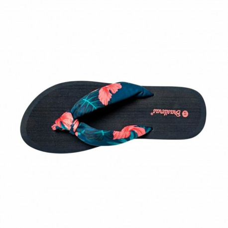 Women's Flip Flops Brasileras Hibiscus Nudo Fuchsia Black
