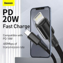 Baseus Type-C - Lightning High Density Braided Fast charging cable, PD 20W, 2m, Black (CATLGD-A01)
