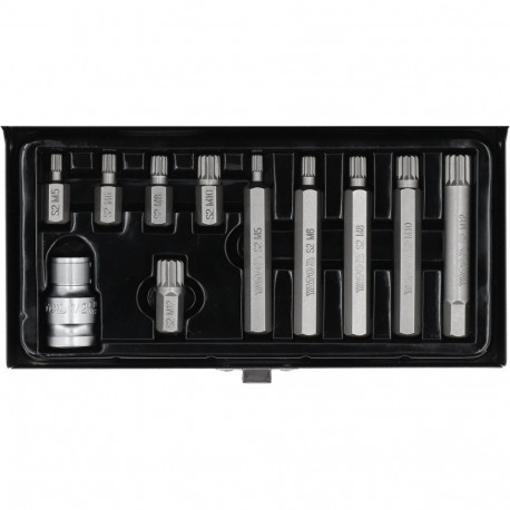 Yato YT-0415 kruvikeeraja otsikute komplekt Spline, 11 tk, 30+75mm, 3/8", 1/2", S2, 58-62 HRC