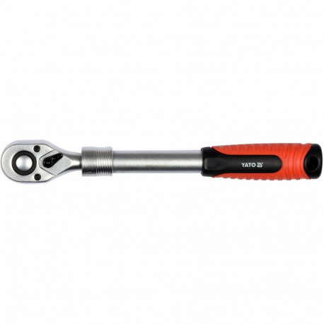 Yato YT-0297 teleskoopne pöördkäepide 1/4", 150-200mm, 72 hammast, CrV6135, kroomitud, satiin, kummi