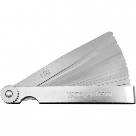 Yato Feeler Gauge YT-7220, 100mm, 10mm, 17 pcs, 0.02-1mm, stainless steel spring, valve clearance me