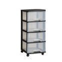 4 Drawer System 20L Drawer System 37x39x80,5cm black|translucent
