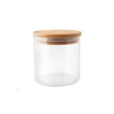 JAR STORAGE ROUND GLAS W BAMBO LID 0.7L