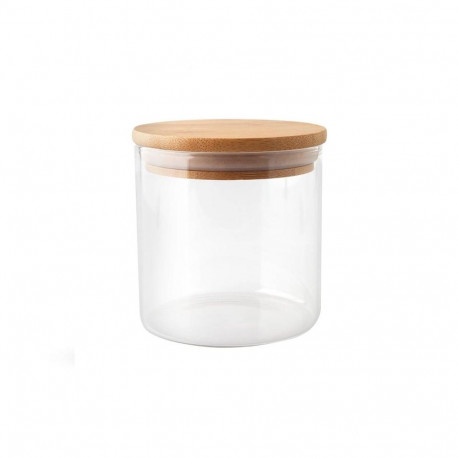 JAR STORAGE ROUND GLAS W BAMBO LID 1.1L