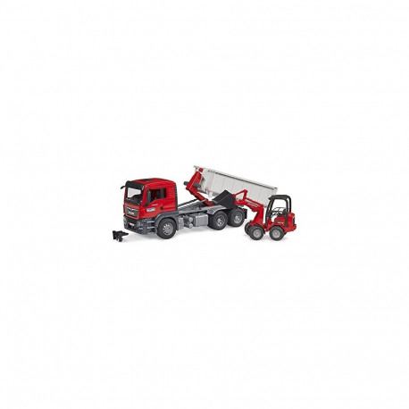 MAN TGS LKW mit Abrollcontainer und Schäffer Hoflader