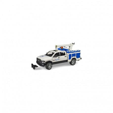 Bruder RAM 2500 service truck with crane and rotating beacon, model vehicle